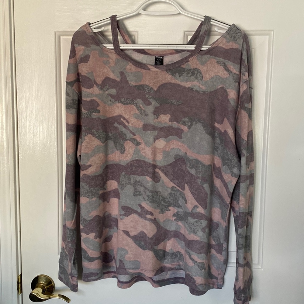 Pink Camo Brushed Knit Top